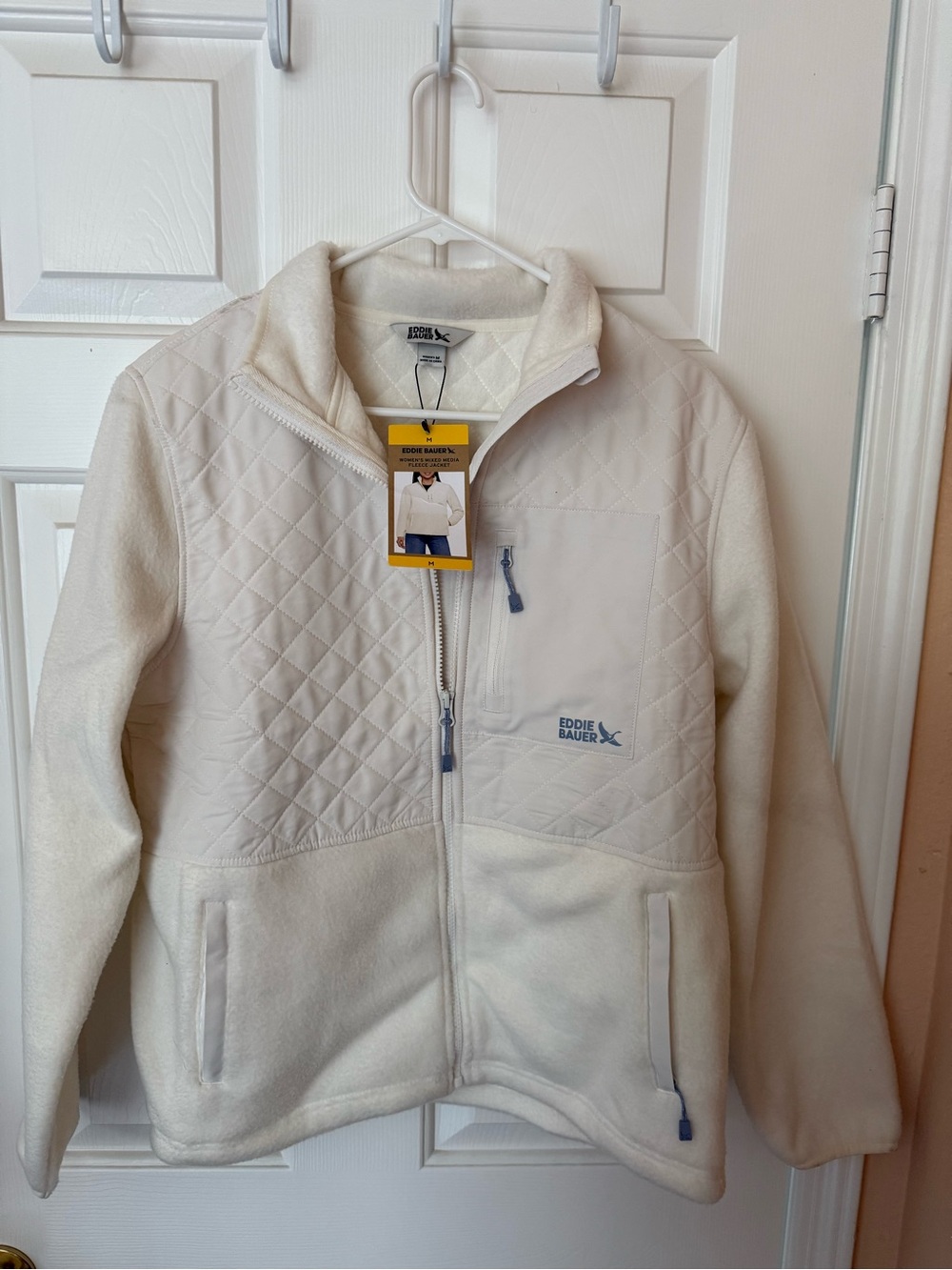 Eddie Bauer Cream Quilted Fleece Jacket